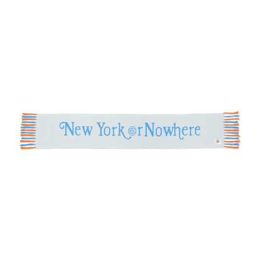 NYON x Knicks Signature Cream Knit Scarf - Front View