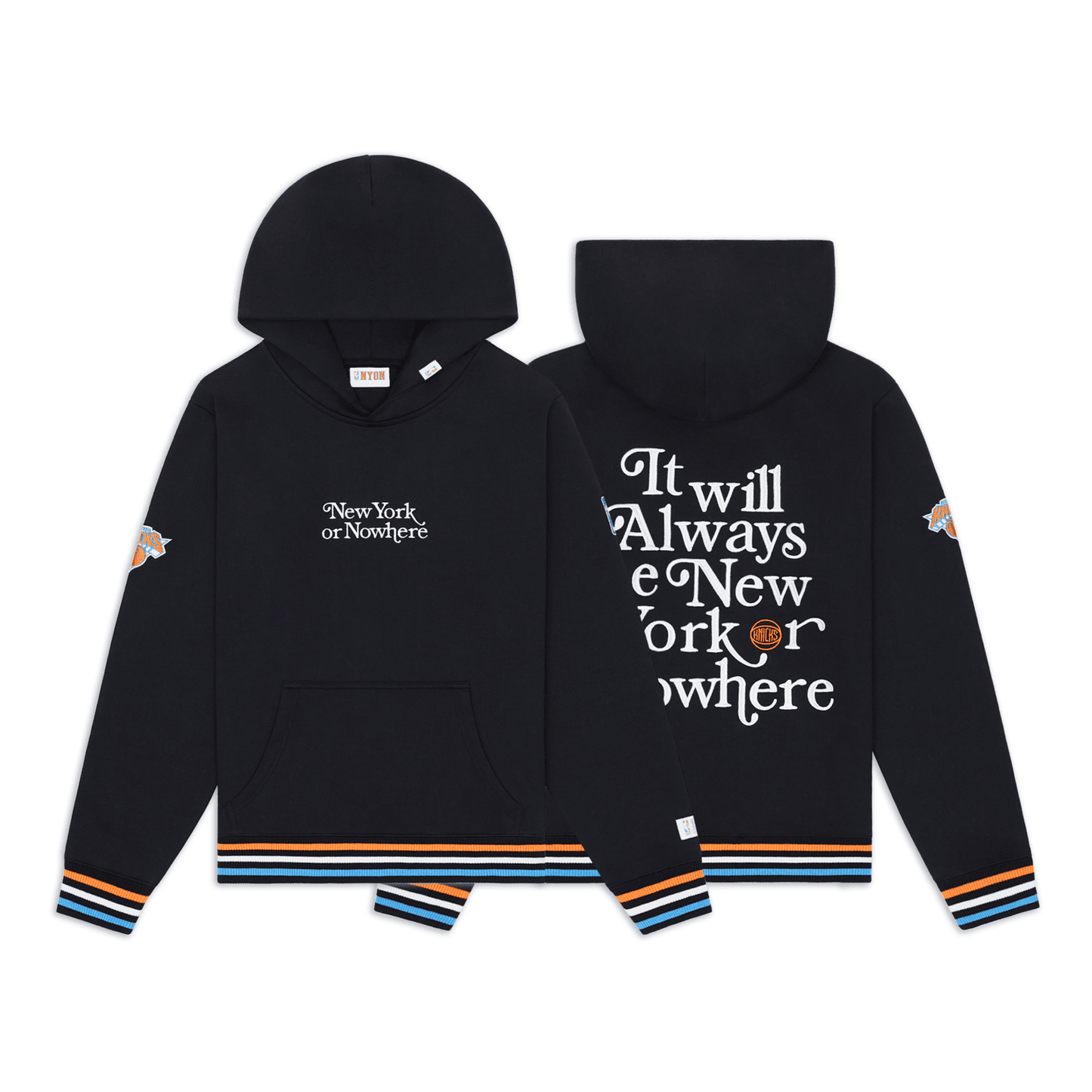 NYON x Knicks Black Embroidered Motto Hood