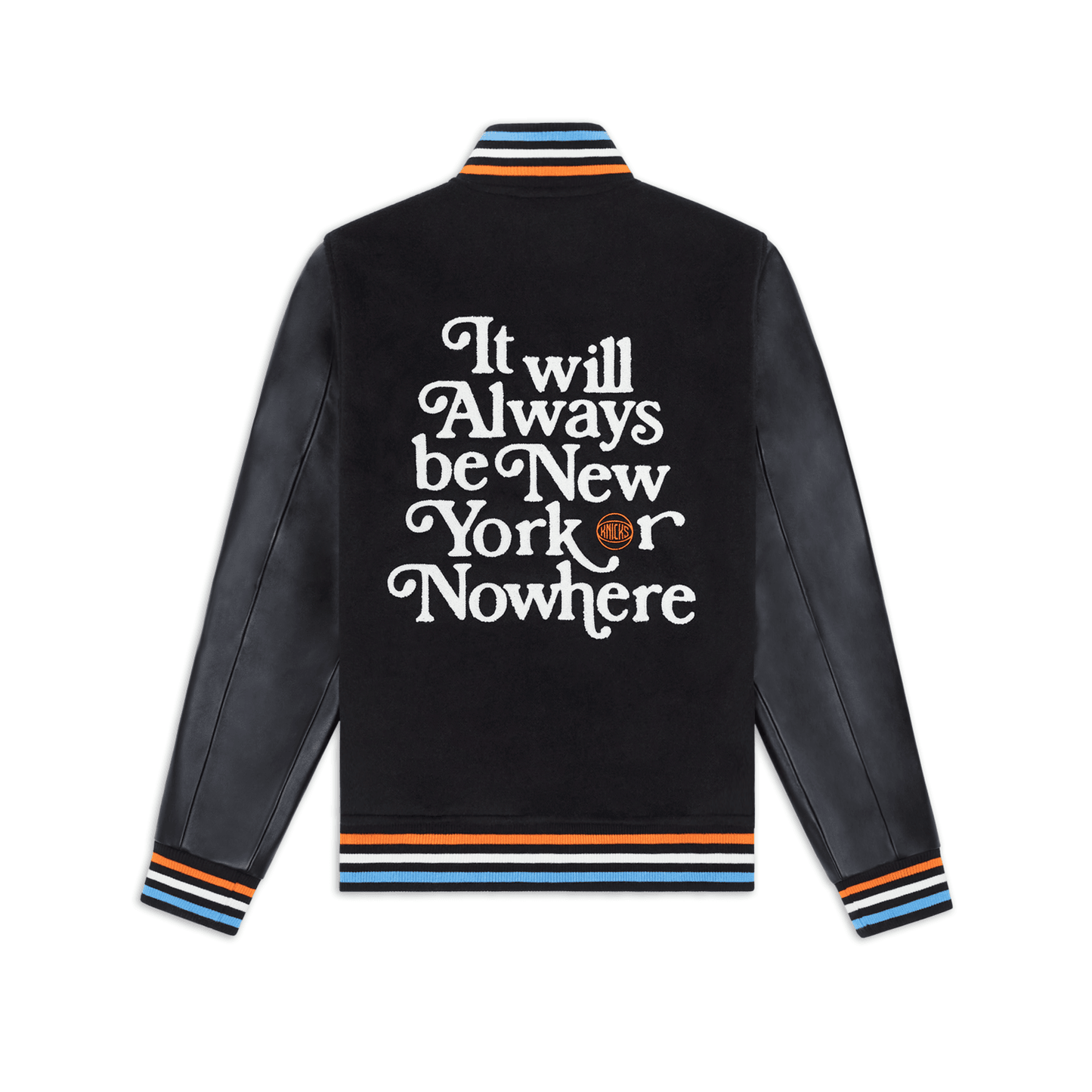 NYON x Knicks Black Motto Varsity Jacket