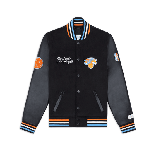 NYON x Knicks Black Motto Varsity Jacket