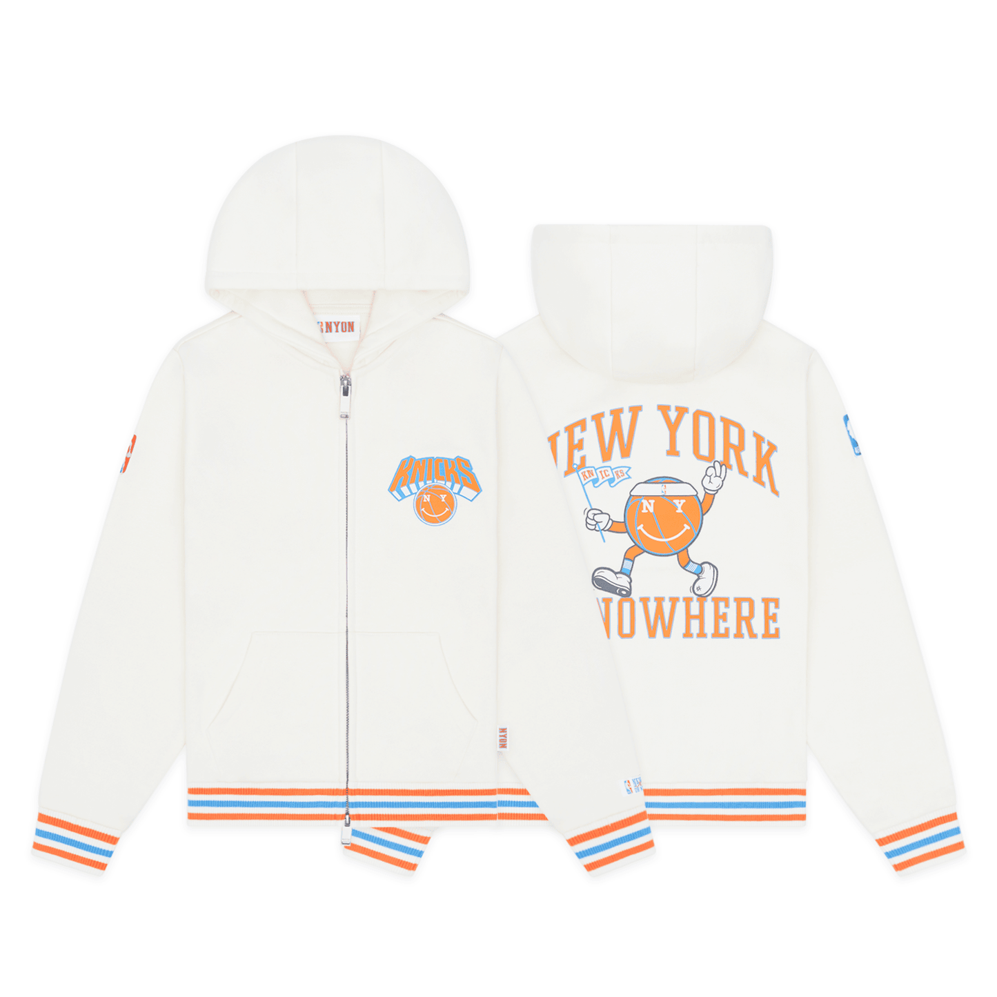 Toddler NYON x Knicks Mr. Knick Cream Full Zip - Front & Back View