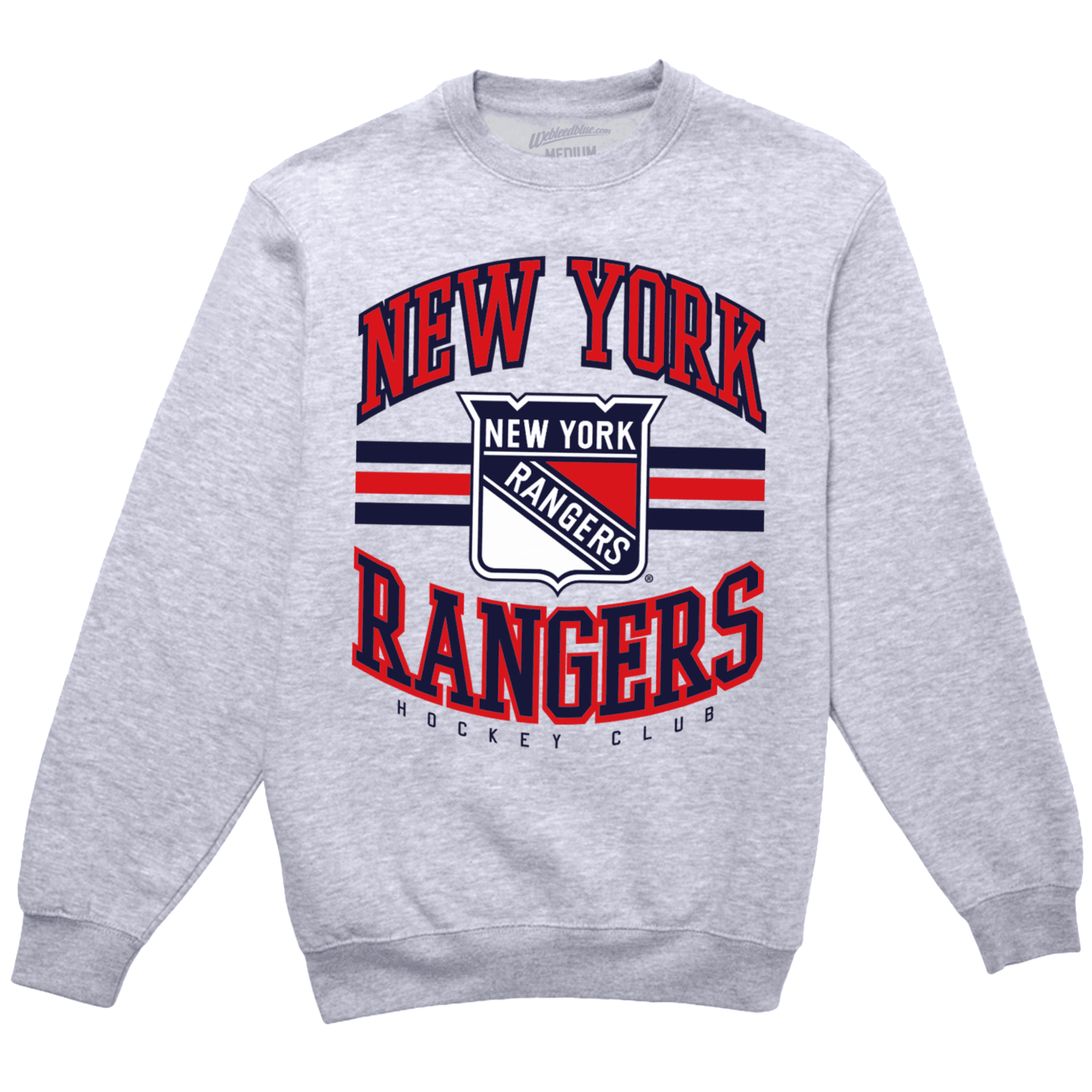 We Bleed Blue Rangers Stripe Logo Grey Crew