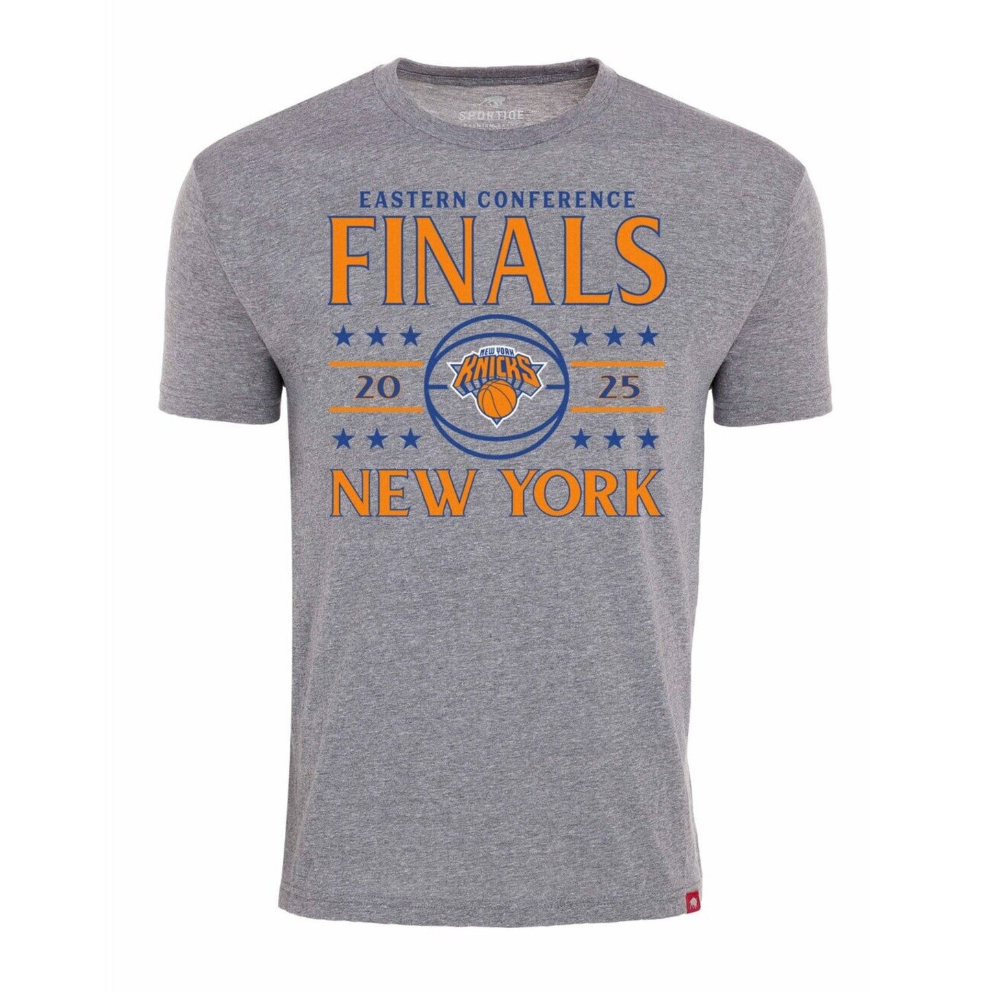 Sportiqe Knicks Eastern Conference Finals 2025 Comfy Tee In Grey - Front View