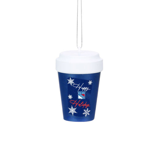 New York Rangers Coffee Cup Holiday Ornament - Front View