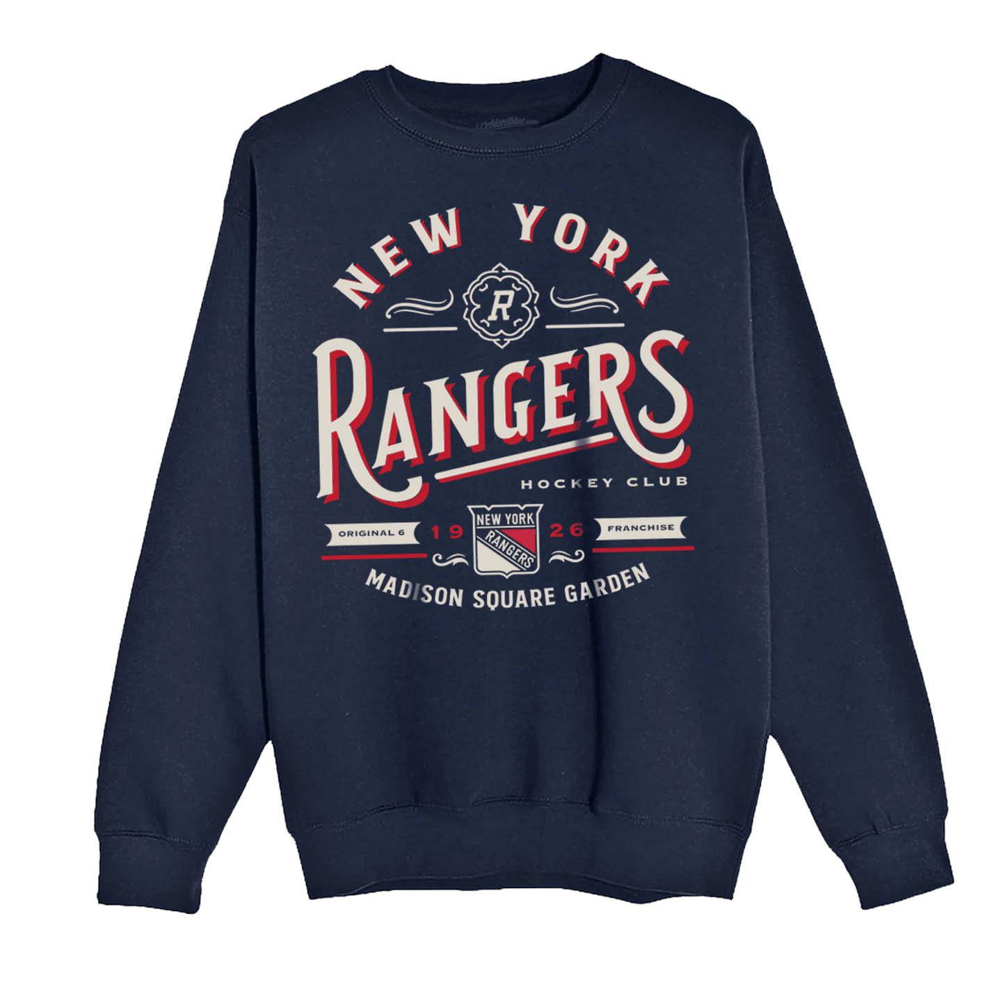 We Bleed Blue Rangers Retro Oversized Graphic Navy Crew