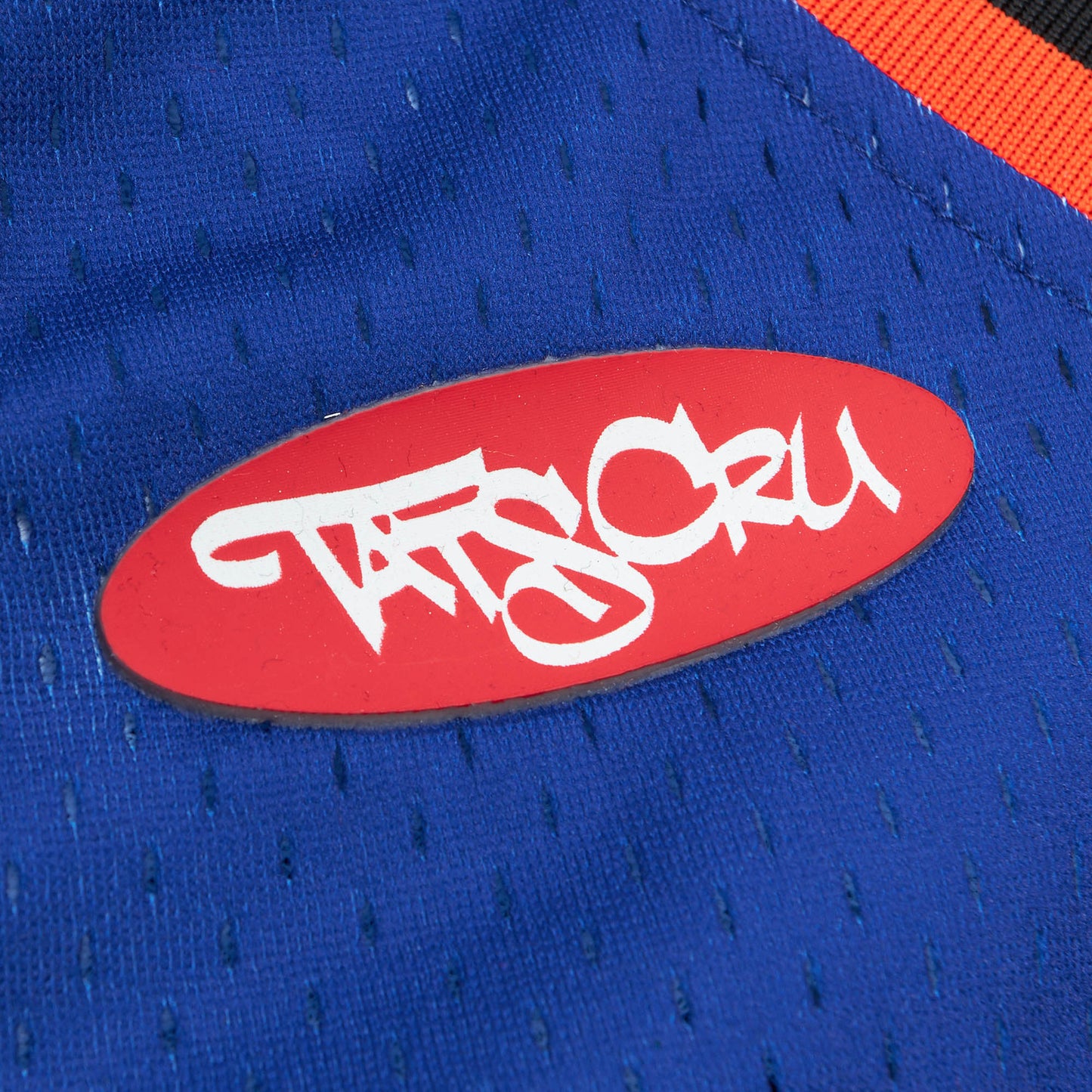 Mitchell & Ness Knicks x Tats Cru Hip Hop 50th Anniversary Fashion Jersey - Up Close Detail View