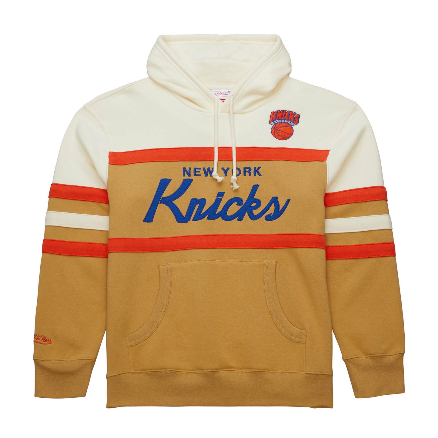 Mitchell & Ness Knicks Natural/Khaki Vintage Logo Headcoach Hoodie