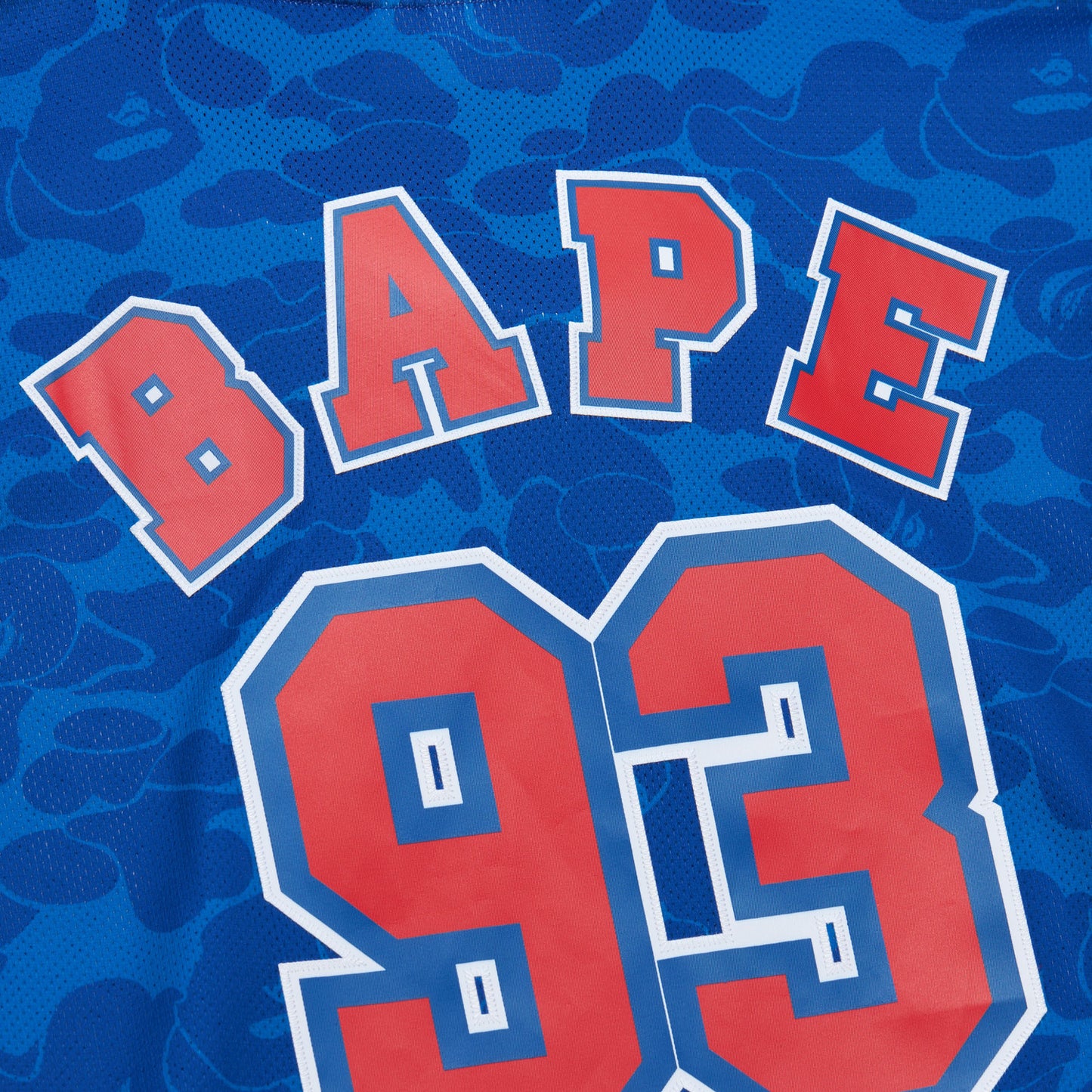 Mitchell & Ness Rangers x BAPE Jersey In Blue - Front Graphic