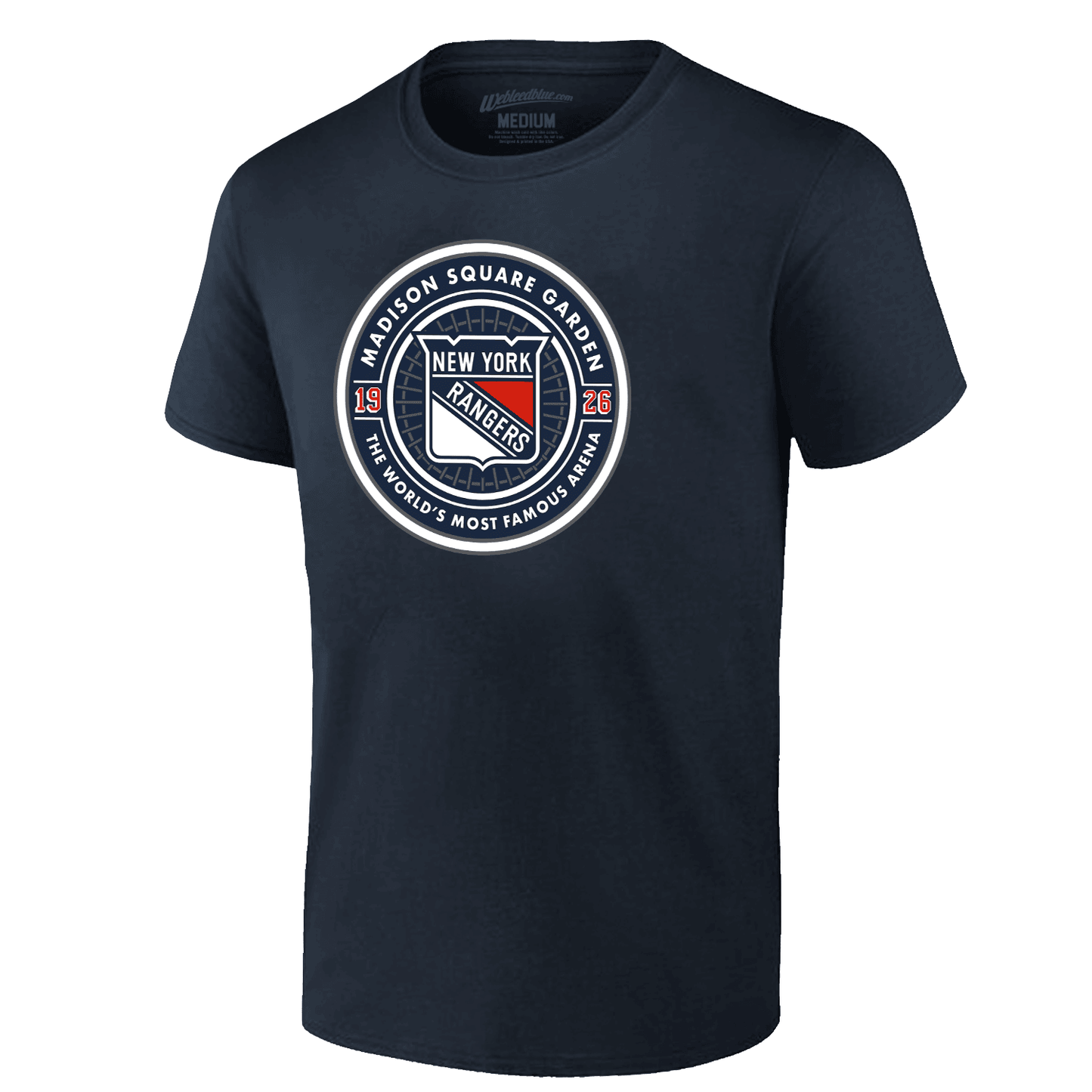 We Bleed Blue Rangers Navy Worlds Most Famous Circle Tee In Blue - Front View