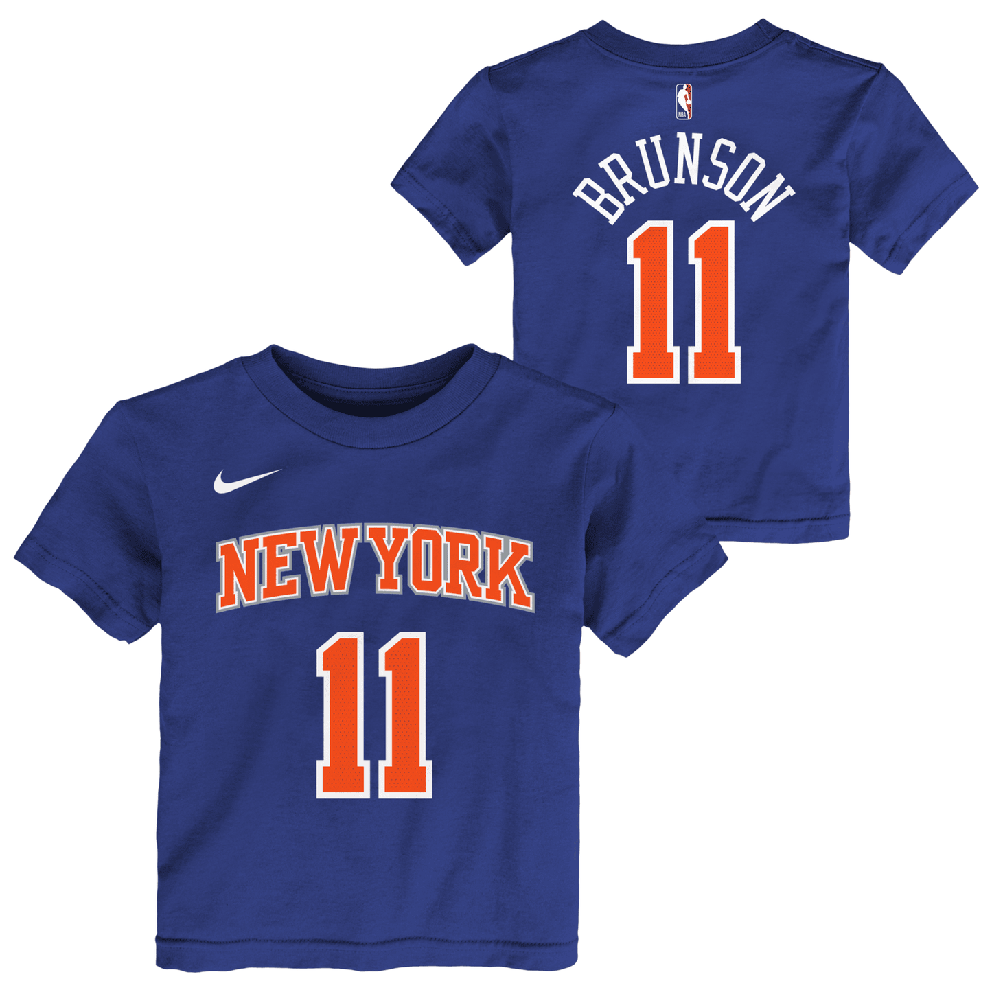 Infant Knicks Brunson Name & Number Tee In Blue - Front & Back View