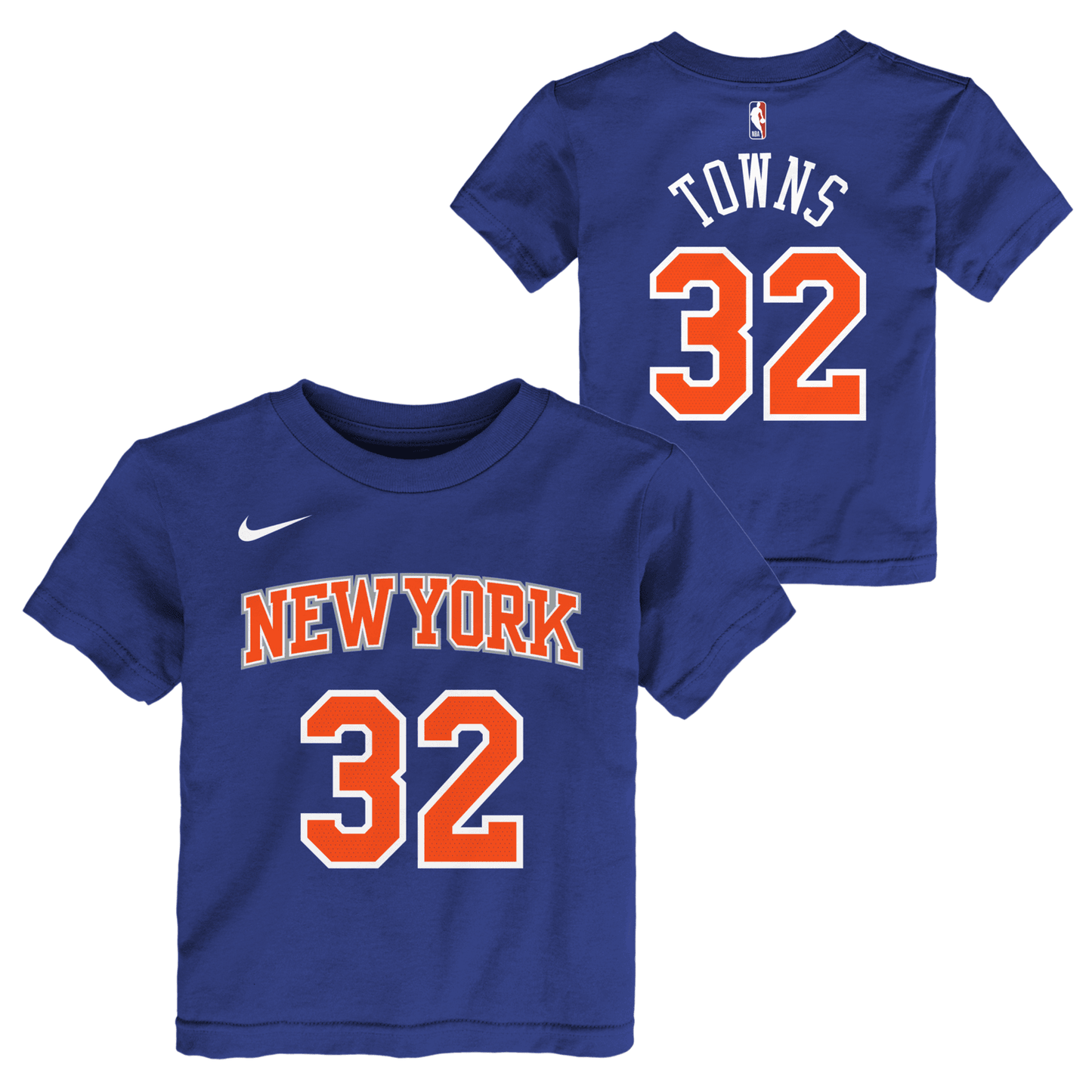 Toddler Knicks Towns Name & Number Tee In Blue - Front & Back View