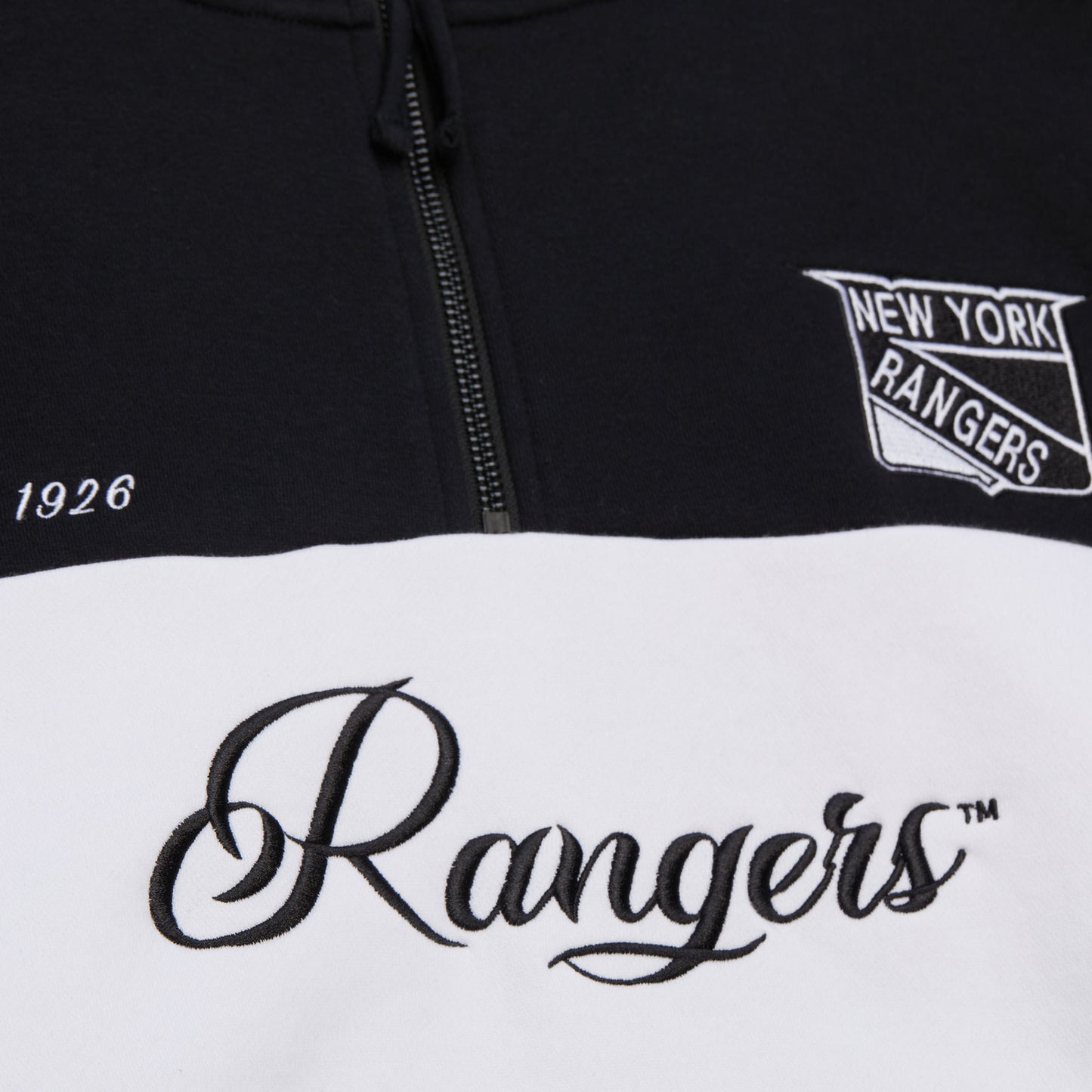 Women's Mitchell & Ness Rangers Black Quarter Zip - Close View