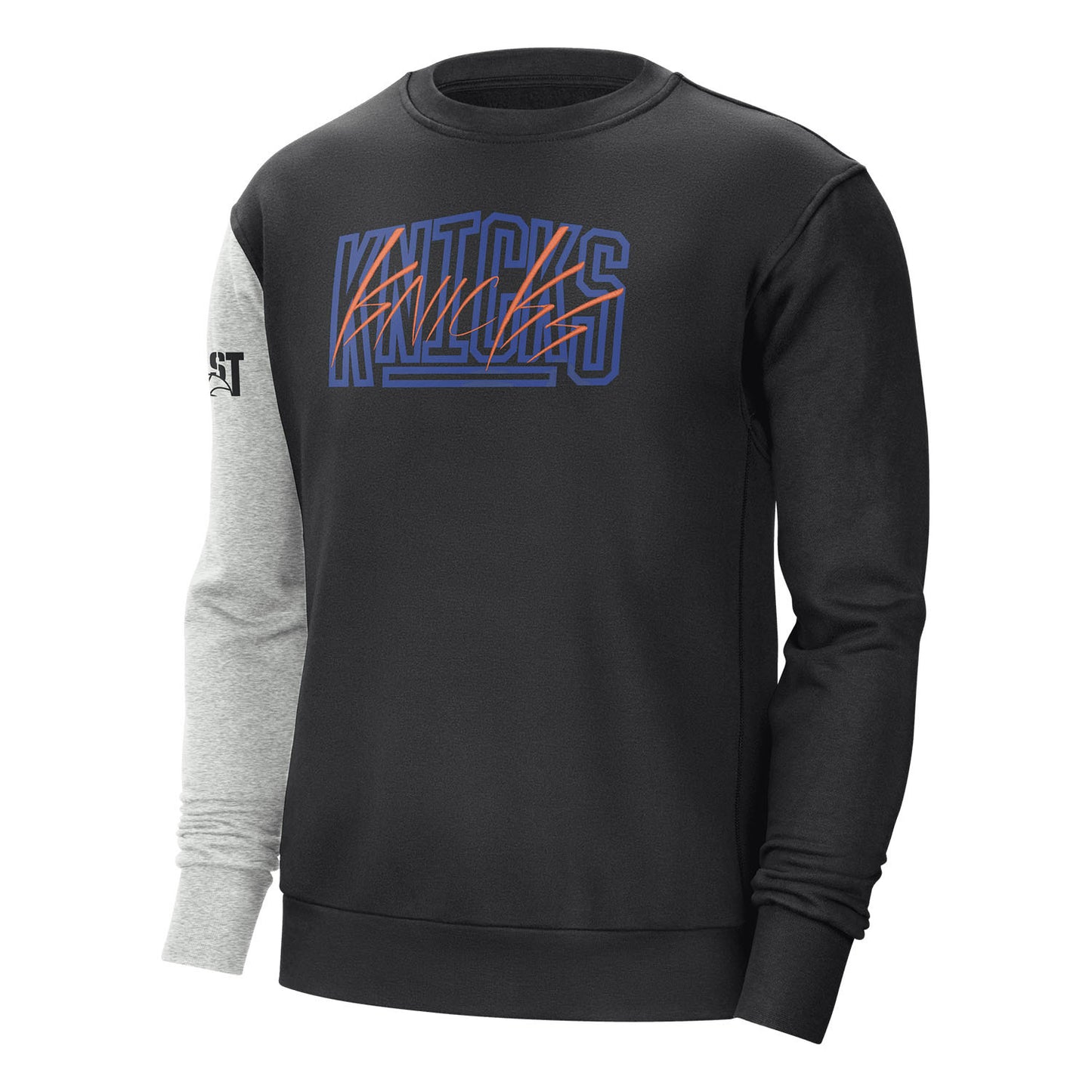 Nike Knicks Courtside Crewneck Fleece in Black - Front VIew