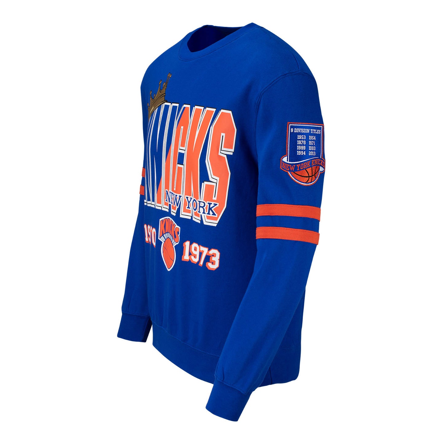 Mitchell & Ness Knicks All Over Crew Sweater in Blue - Side View