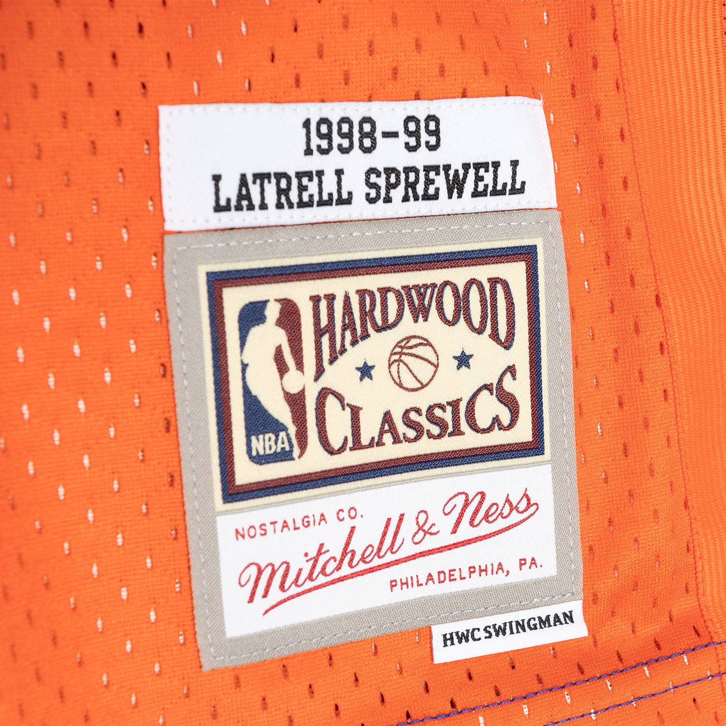 Mitchell & Ness Knicks Sprewell 1998 Split Jersey In Orange Blue & Black - Front View