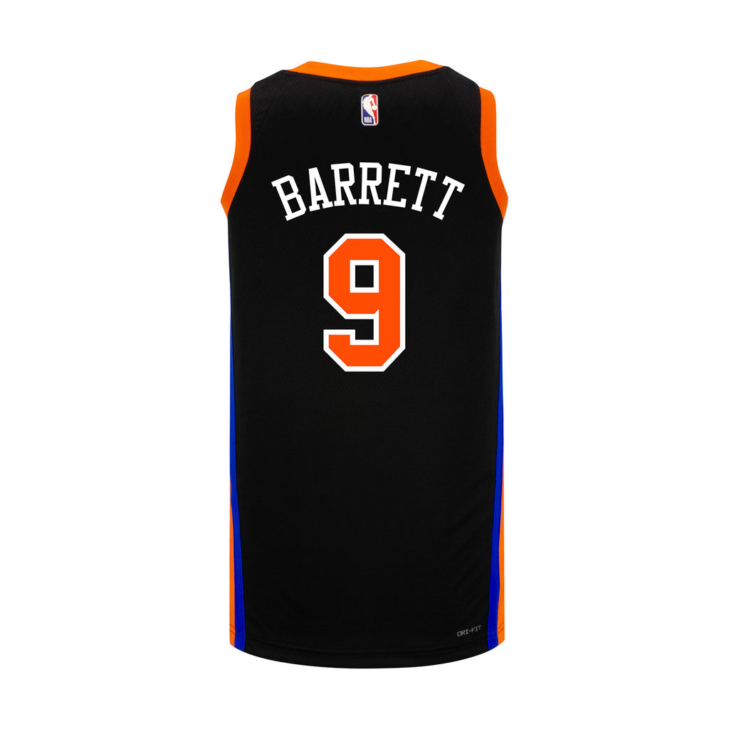 Nike Youth 2022-23 City Edition New York Knicks RJ Barrett #9 Black Cotton  T-Shirt