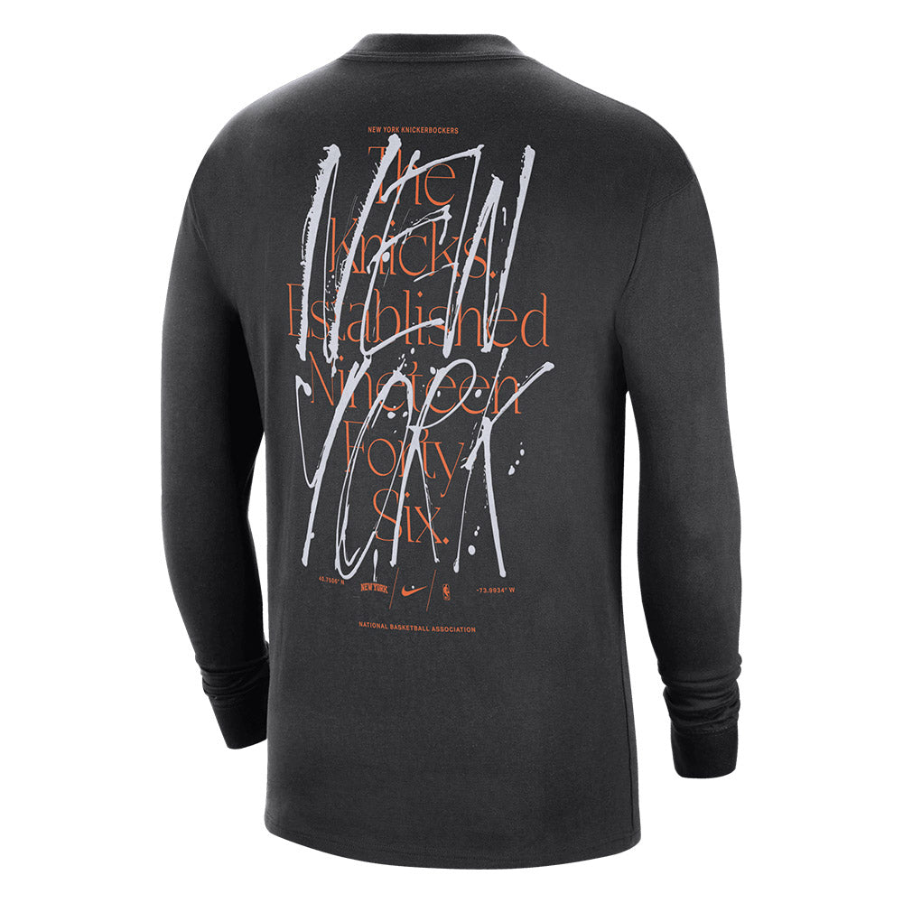 Nike Knicks Courtside Max90 Longsleeve Tee In Black - Back View