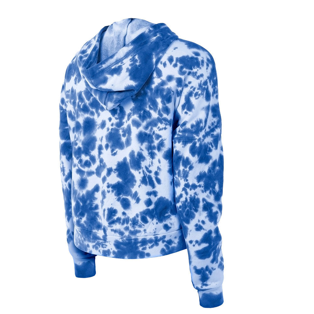 Women's New Era Knicks Tie Dye Hoodie in Blue and White - Back View