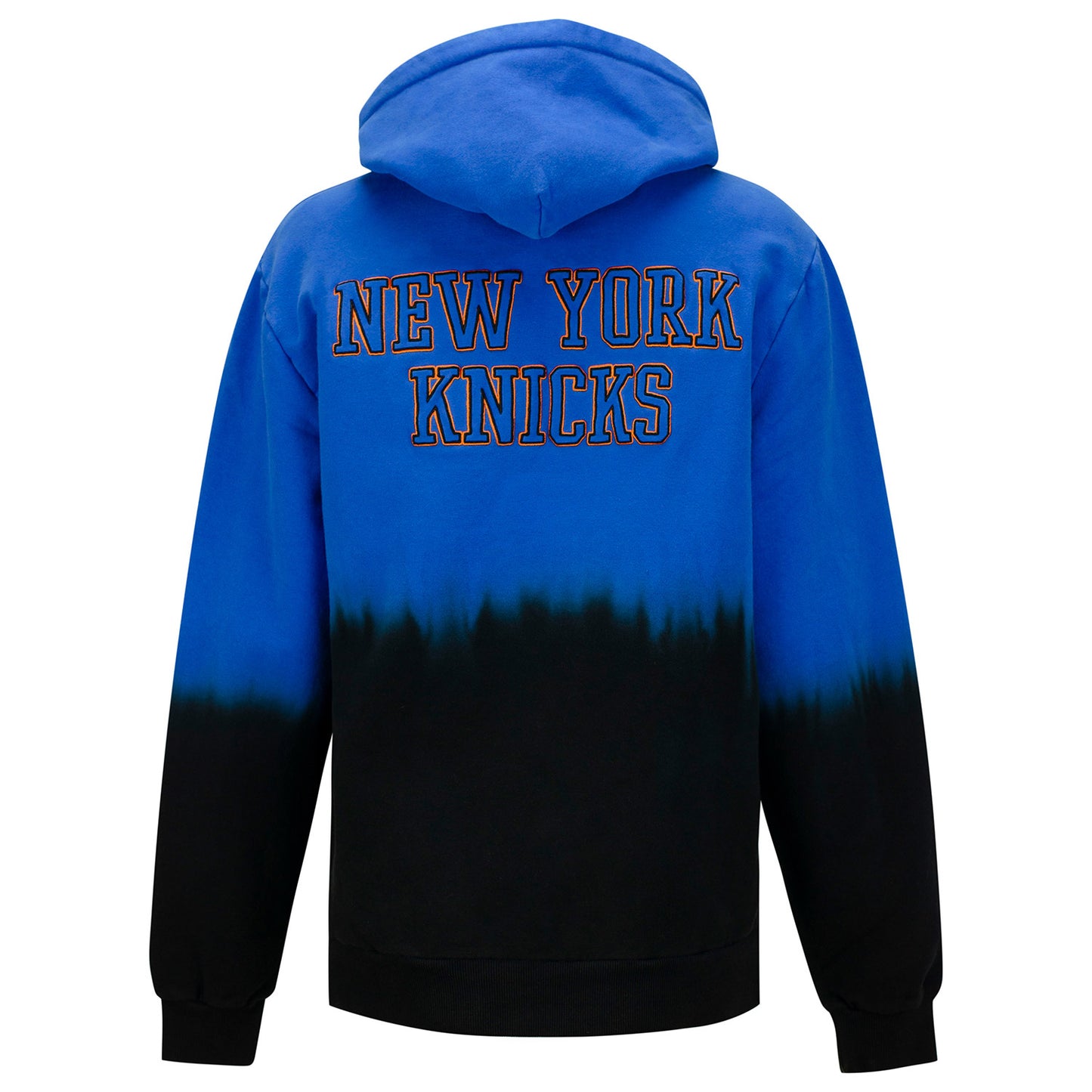Women's FISLL Knicks Black Dip Dye Hoodie In Blue, Black & Orange - Back View