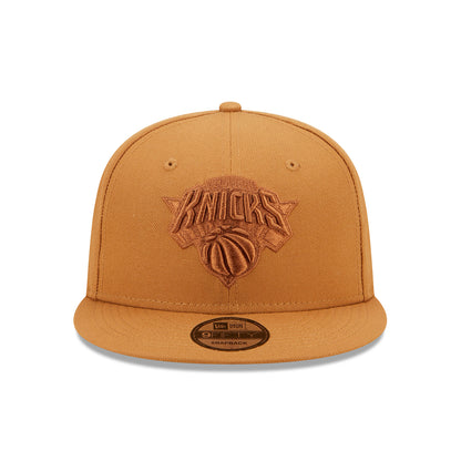 New Era Knicks Light Bronze Snapback Hat - Front View