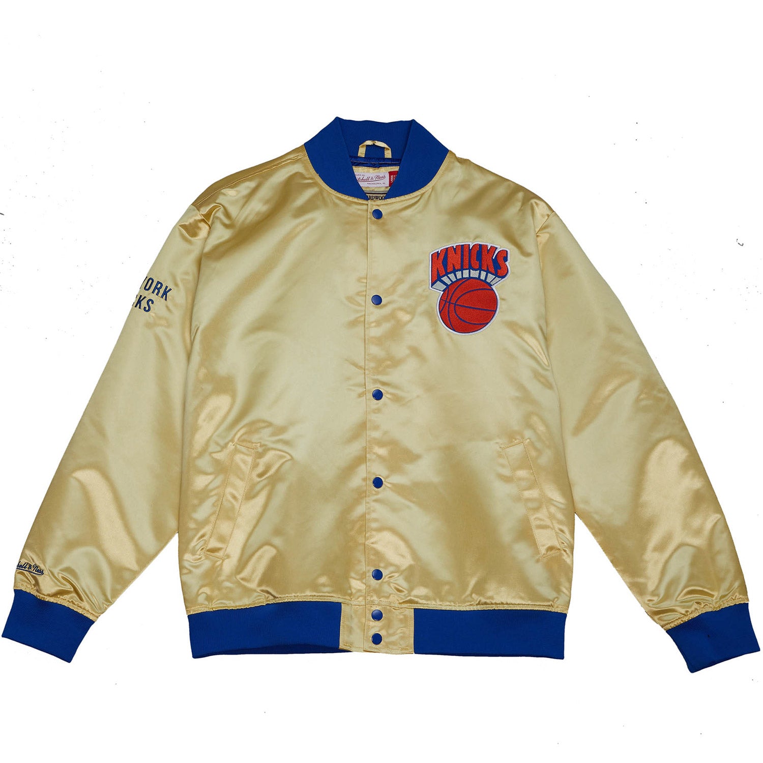 thumbnail image 2 of Cheap Mitchell And Ness Knicks Warm Up Jacket Sale Mitchell Ness NBA New York Knicks Exploded Logo Warm Up Jacket 2 of 10