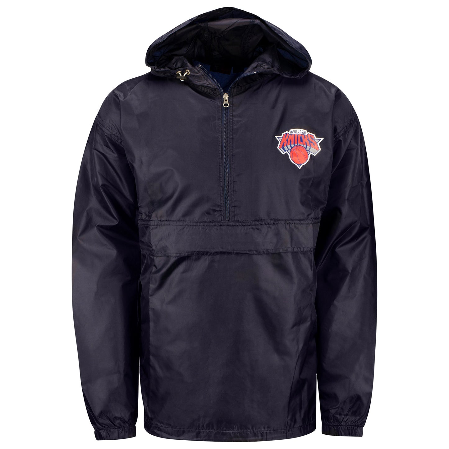 Knicks Big & Tall Pullover Anorak Jacket In Blue - Front View