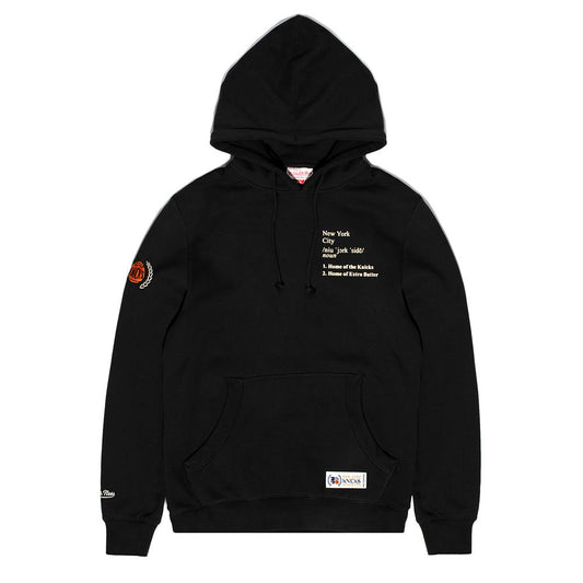 Knicks x Extra Butter x Mitchell & Ness Definition Hoodie in Black - Front View