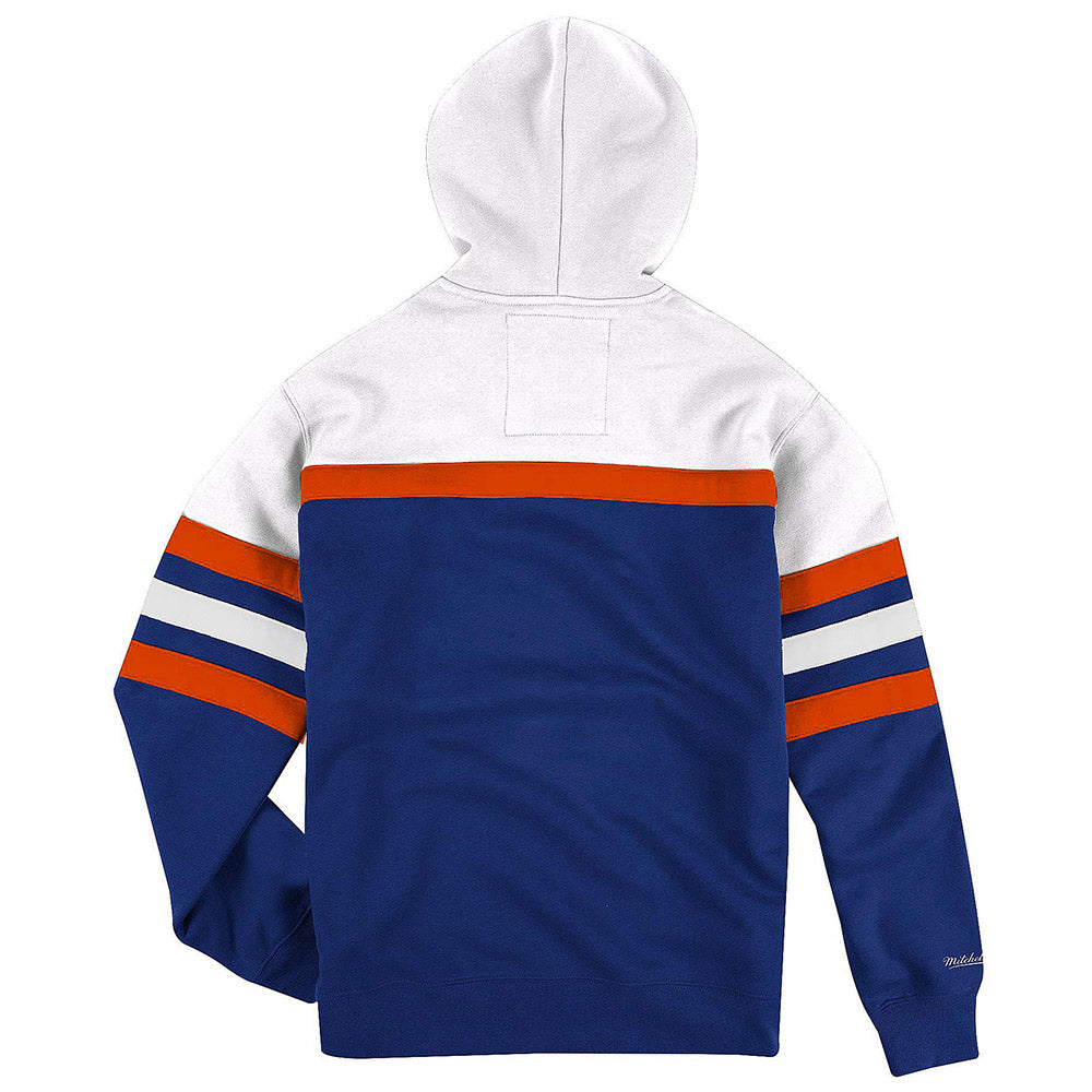 Mitchell & Ness Knicks Head Coach Hoodie In Blue, White & Orange - Back View