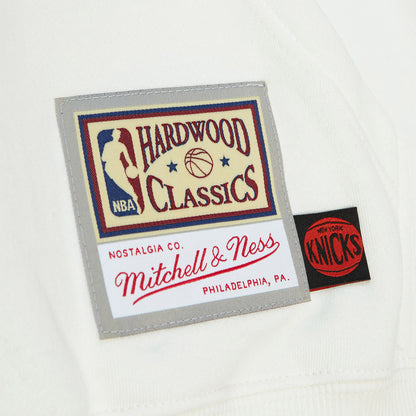 Mitchell & Ness Knicks Cream Hoodie - In Cream - Close Up Mitchell And Ness Logo