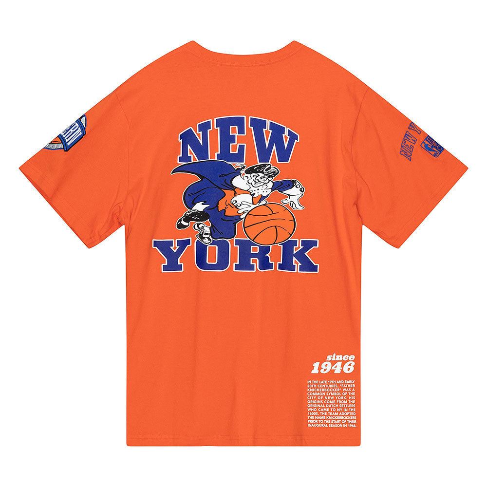 Mitchell & Ness Knicks Origins Tee in Orange- Back View