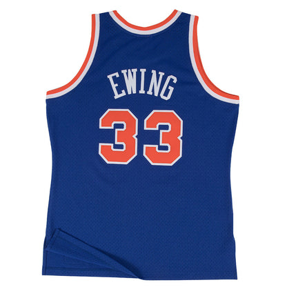 Patrick Ewing Mitchell & Ness 91-92 Road Swingman Jersey in Blue - Back View