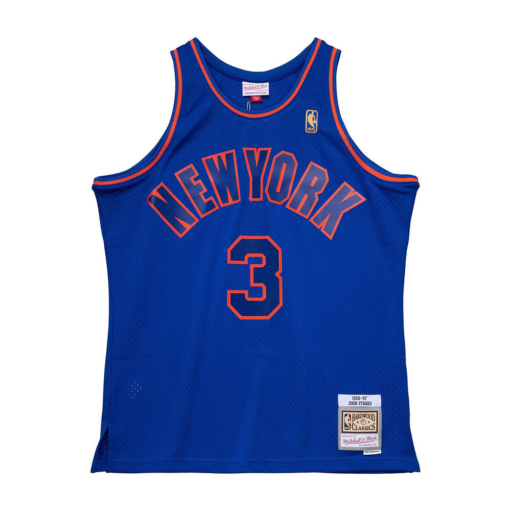 HWC Knicks Swingman Jersey John Starks 1996-97 Anniversary in Blue - Front View