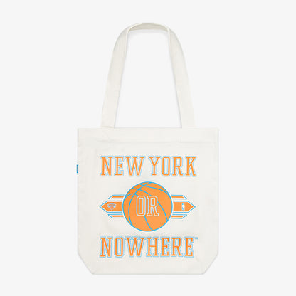 NYON X Knicks "Swish" Tote In Cream & Orange - Front View