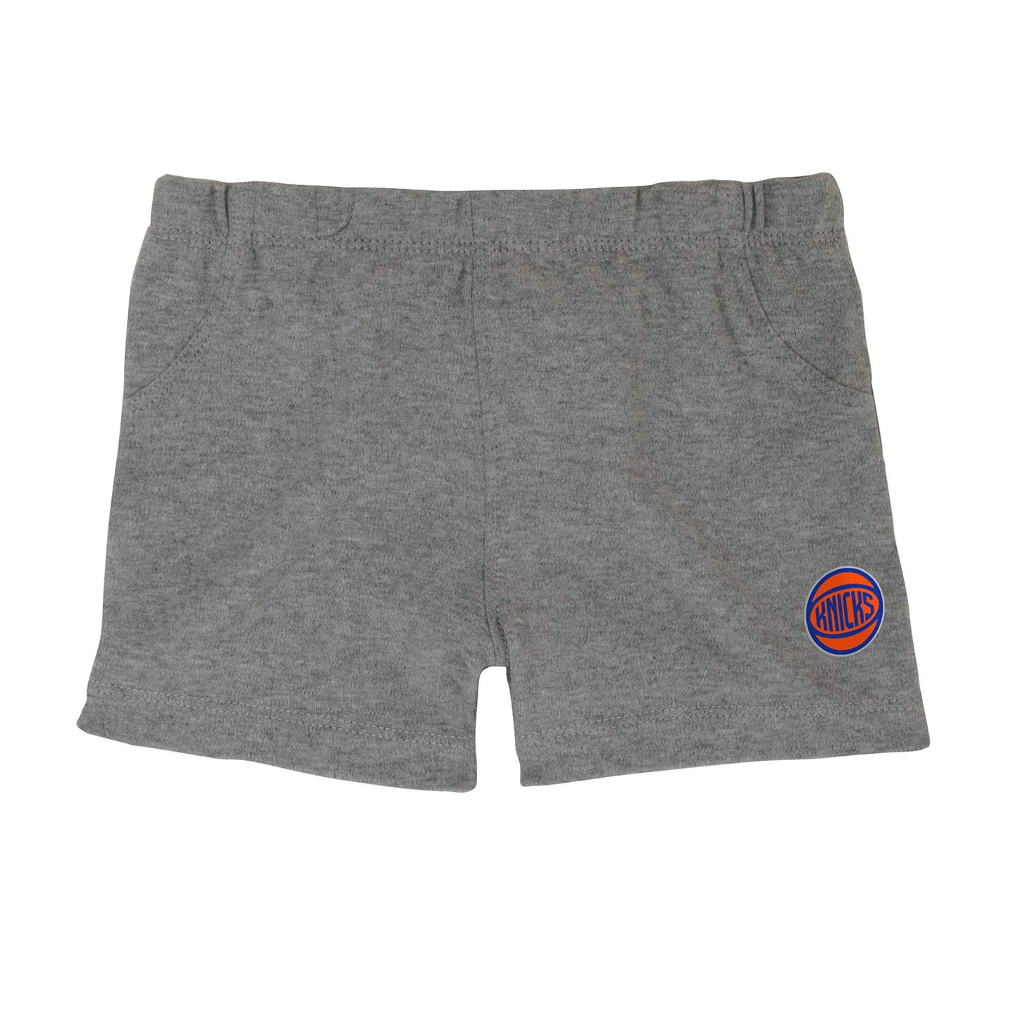 Infant Knicks 3 Piece Onesie, Tee and Short Set In Grey - Front View Of Shorts