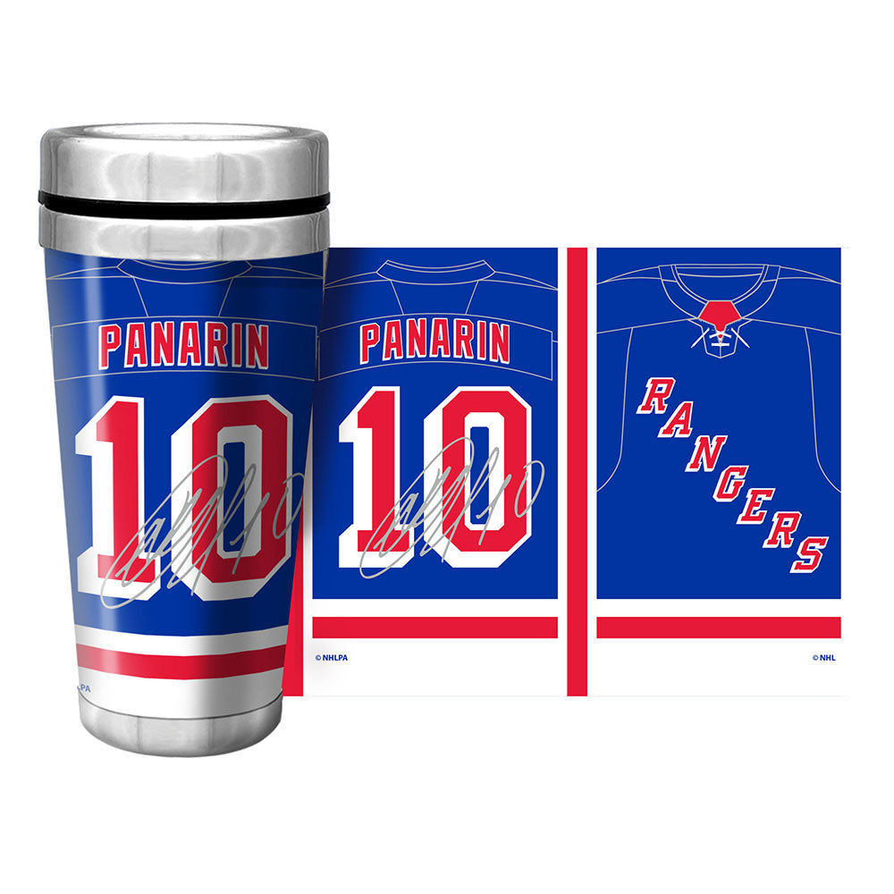 Mustang Artemi Panarin 16 oz. Full Wrap Jersey Tumbler in Blue - Full View