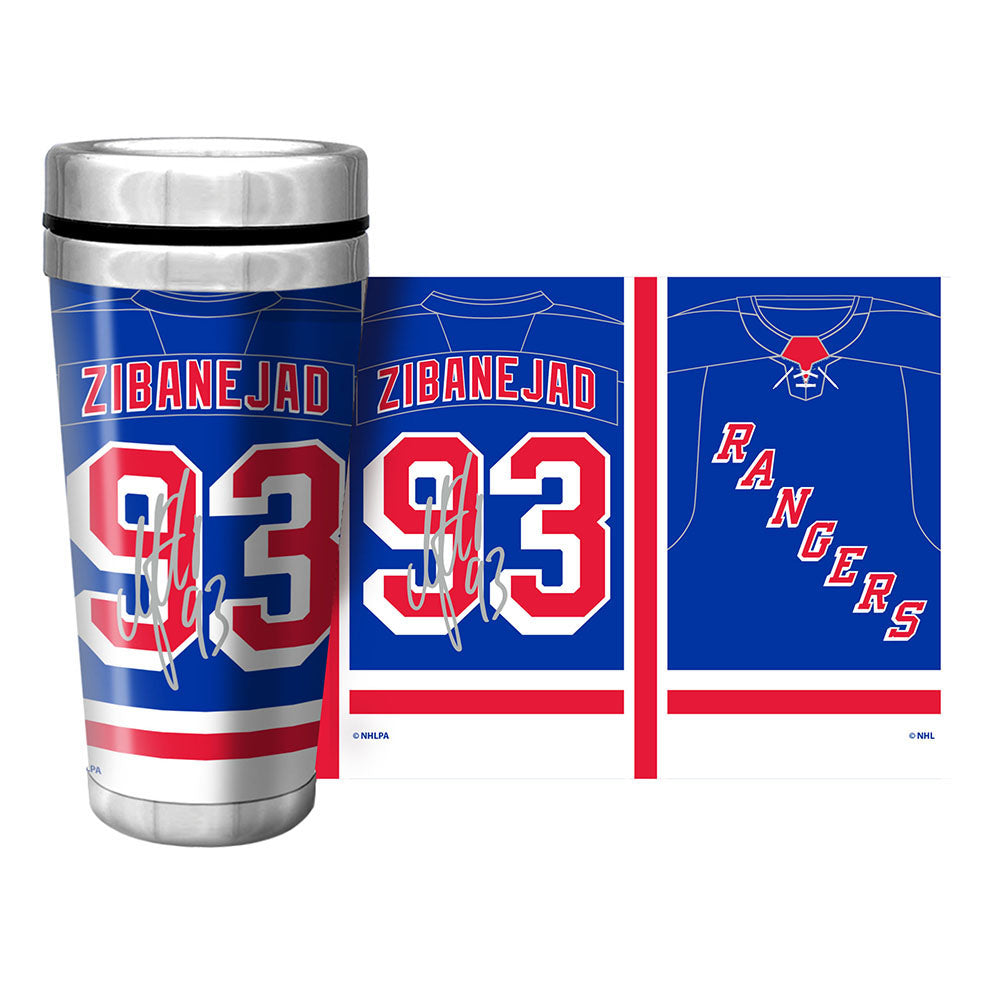Mustang Mika Zibanejad 16 oz. Full Wrap Jersey Tumbler in Blue - Full View