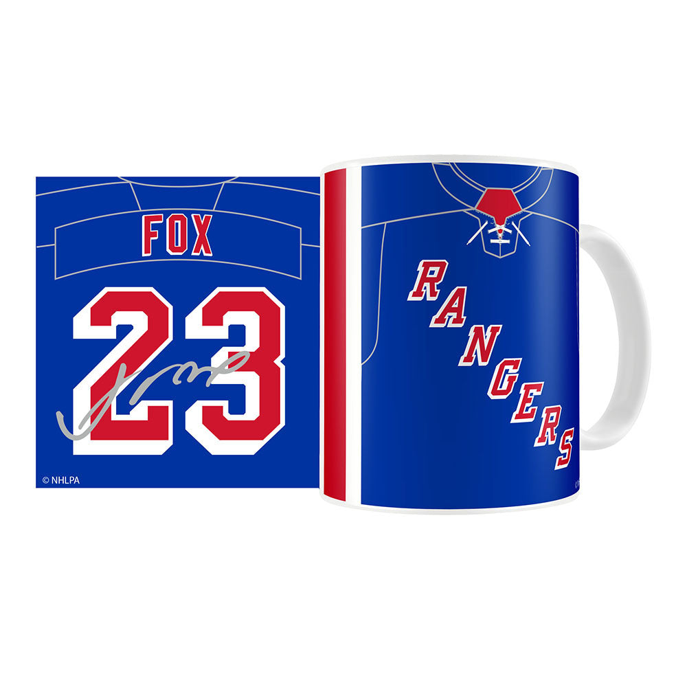 Mustang Adam Fox 15 oz. Jersey Coffee Mug in Blue - Front View