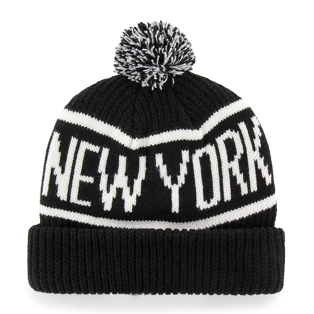 '47 Brand Rangers Black Calgary Cuff Knit In Black & White - Back View