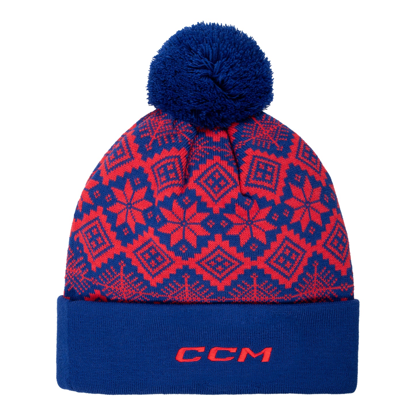 CCM Rangers Diamond Pom Beanie In Red & Blue - Back View