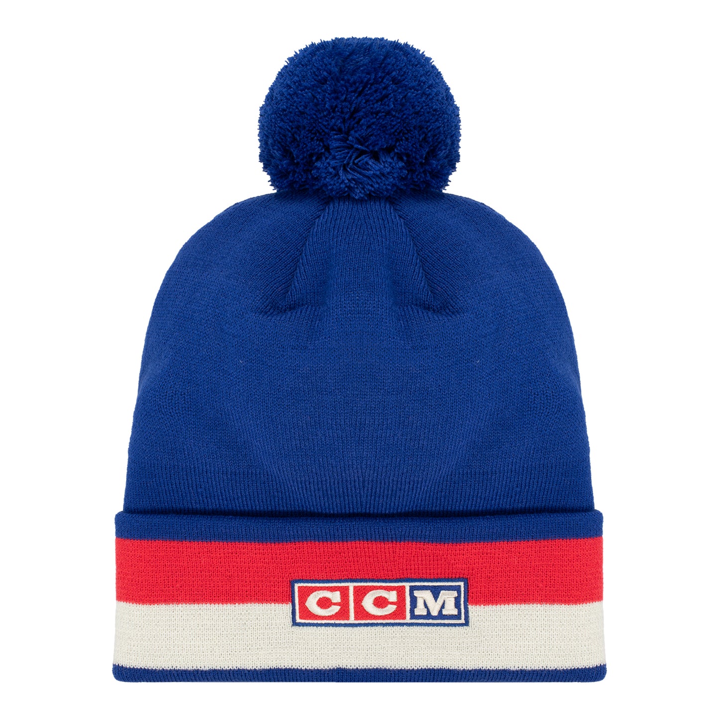 CCM Rangers New York Script Pom Beanie In Blue, Red & White - Back View