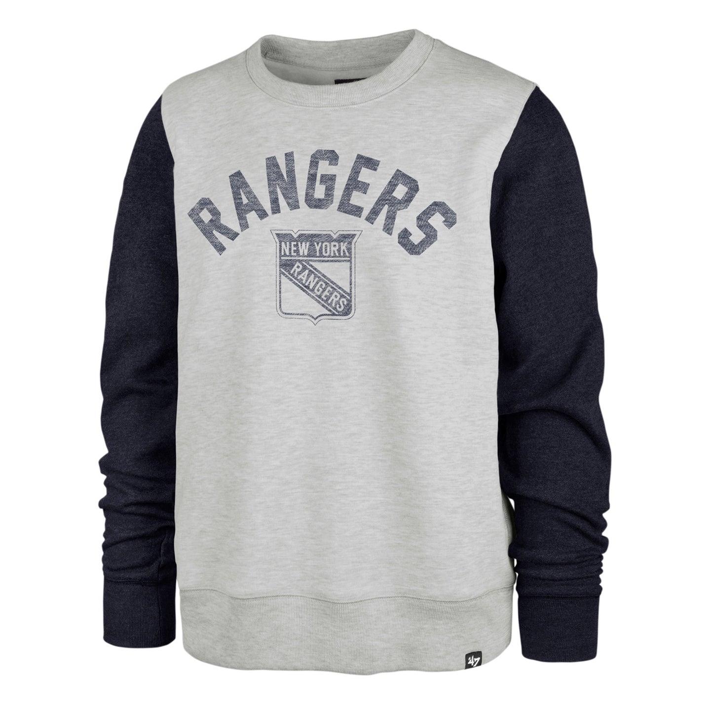 '47 Brand Rangers Fells Boulevard Fleece Crewneck In Grey - Front View