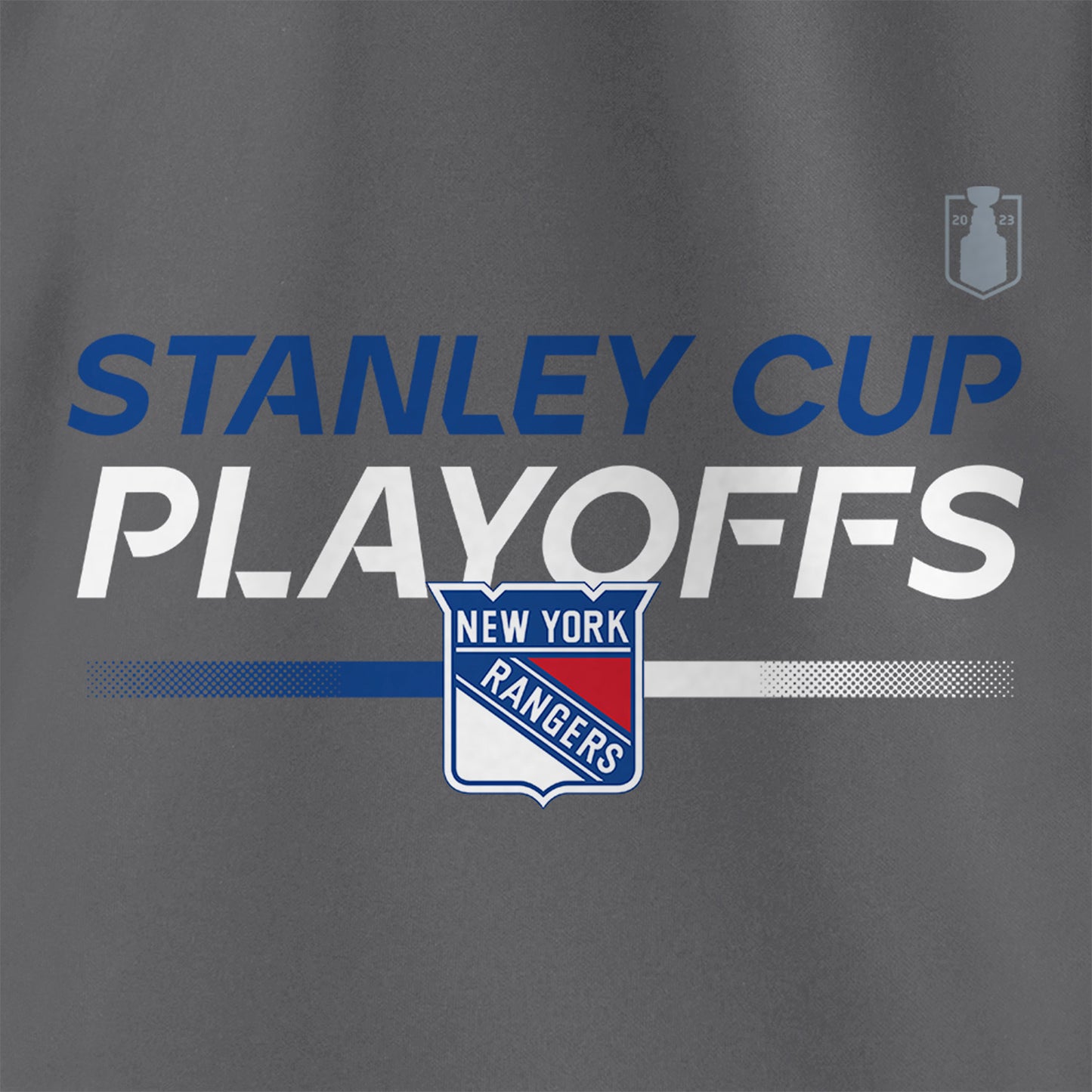 Fanatics Rangers 22-23 Playoff Authentic Pro Prime Poly Hood - In Grey - Close Up Front View