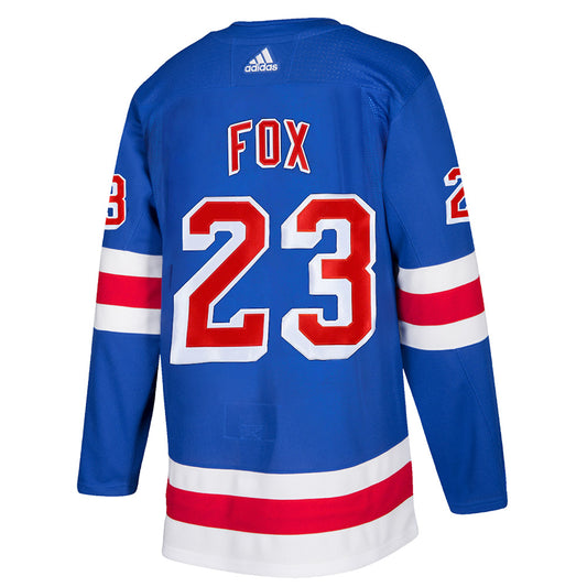 Adam Fox Adidas Authetic Home Jersey in Red, White and Blue - Back View