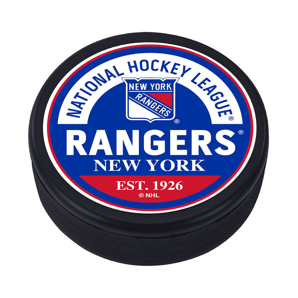 New York Rangers Block Puck in Black - Top View