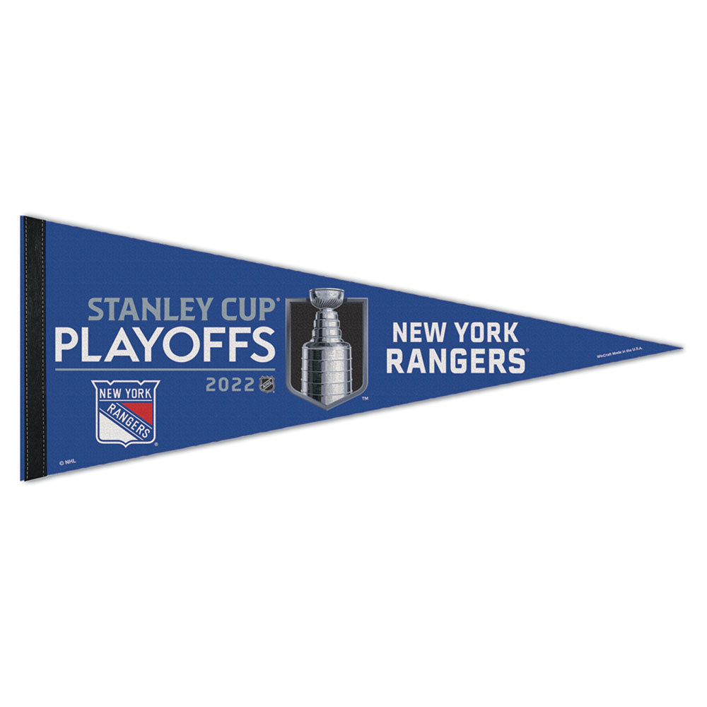 21-22 Rangers Playoff Participant Pennant in Blue - Front View