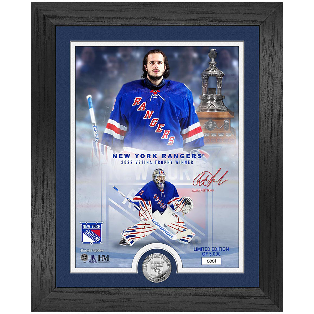 Highland Mint Rangers Shesterkin Vezina Trophy Photo Coin Frame