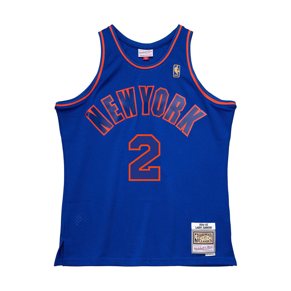 HWC Knicks Swingman Jersey Larry Johnson 1996-97 Anniversary in Blue - Front View