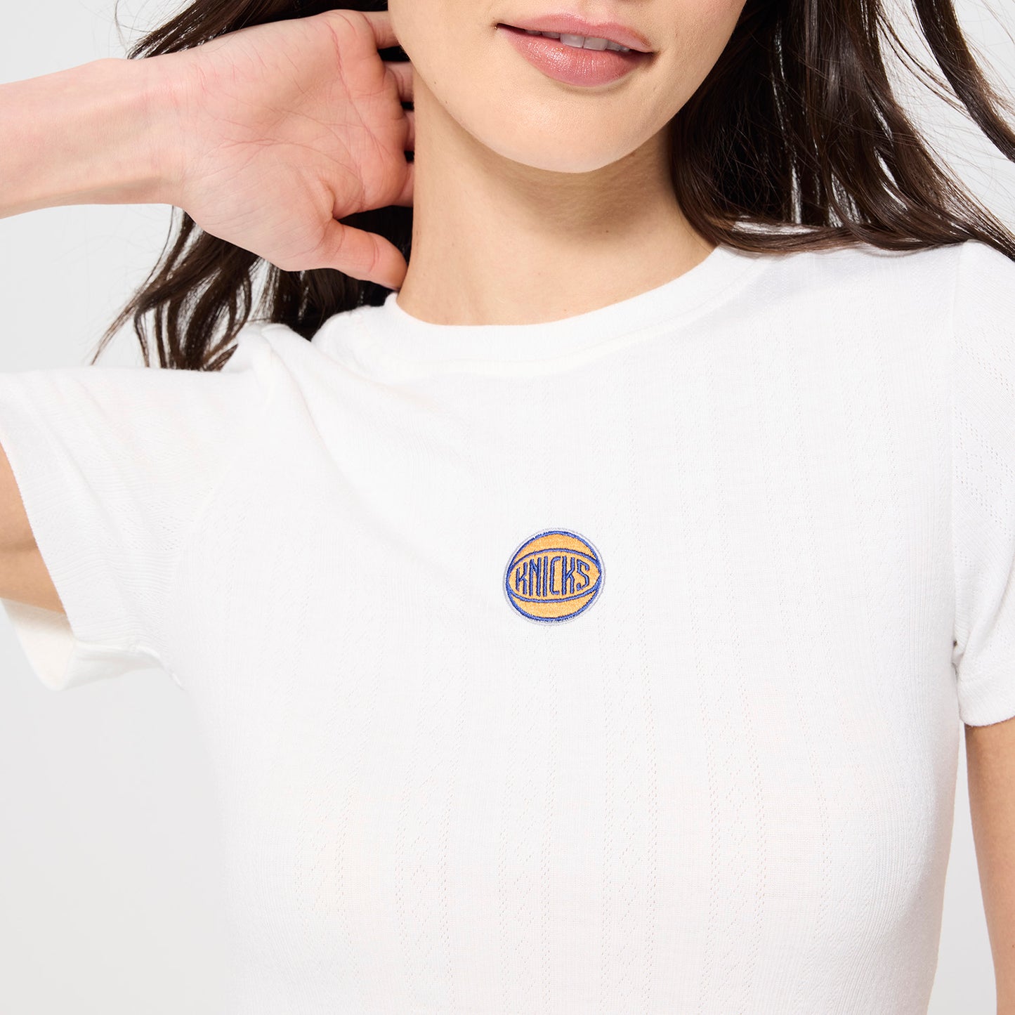 Terez Knicks Logo Sugar Swizzle Pointelle Tee
