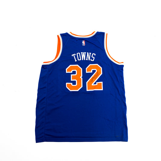 #32 Karl-Anthony Towns Autographed Knicks Swingman Jersey - Back View