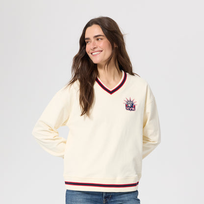 Terez Rangers Liberty Cotton V-Neck Sweater